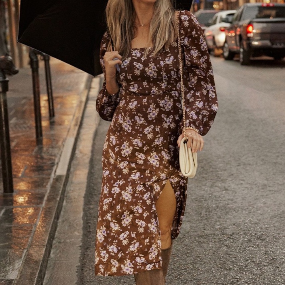 Floral Brown Dress